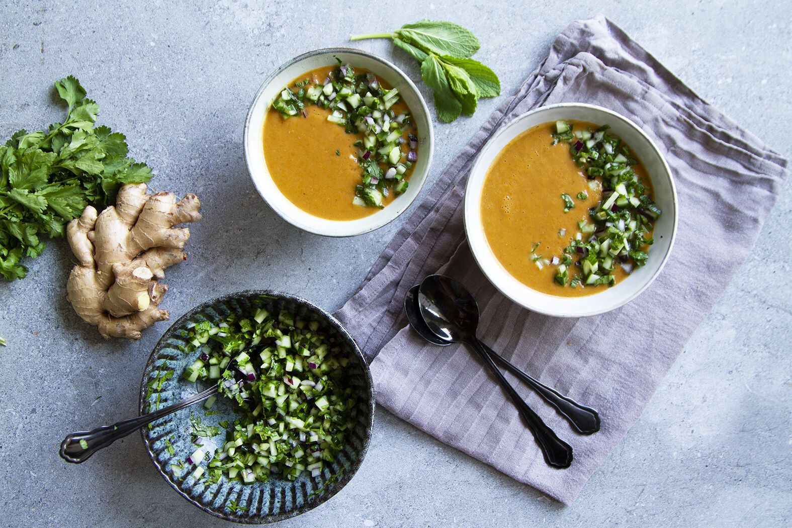 Ultimate refreshing Asian gazpacho with cucumber salsa